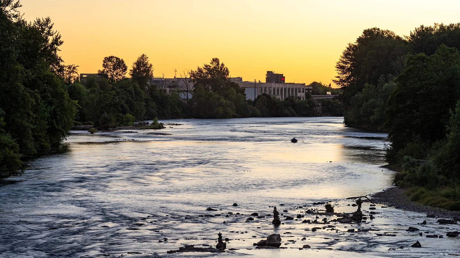 Video Production Ads & Content in Eugene Oregon Sunset over the Willamette River from the Autzen Footbridge in Eugene