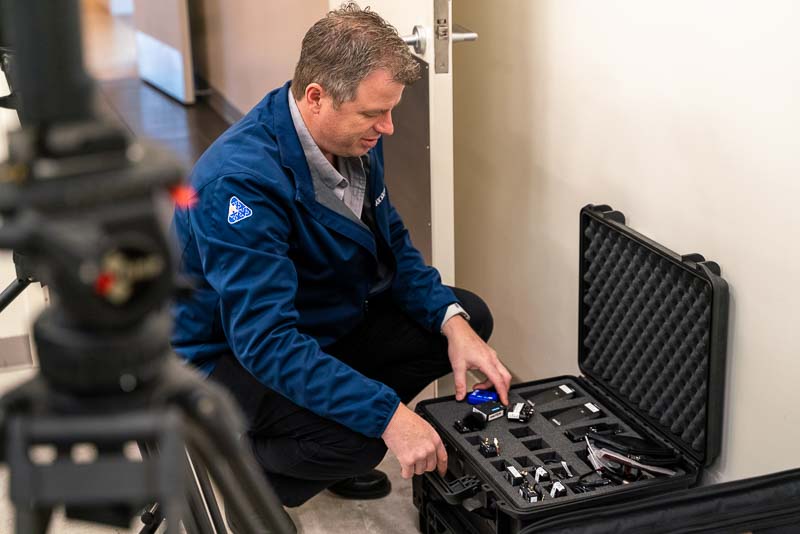 Video Production Ads & Content in Eugene Oregon Scott getting the sound equipment ready for the upcoming video production